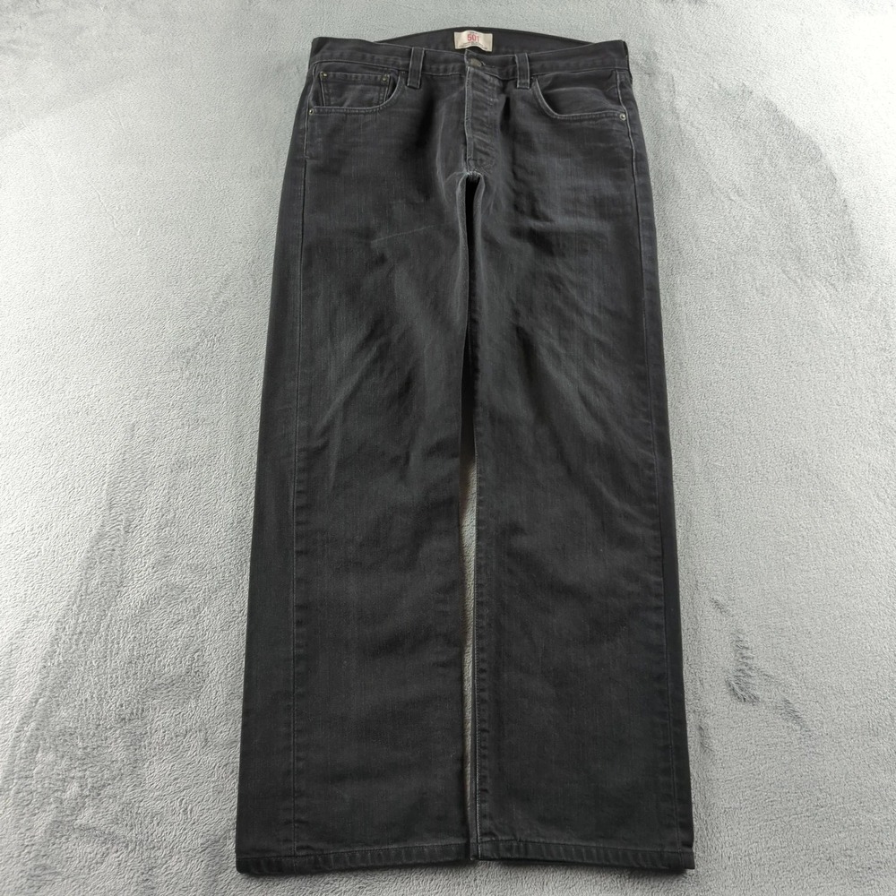 Levis 501 Jeans Mens 36 (Fits 34x29) Black Faded Straight Grunge Punk Denim Y2K